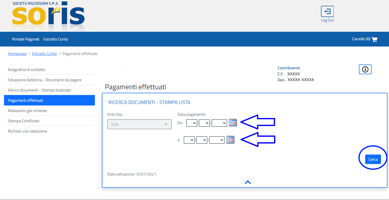 lista pagamenti - prericerca